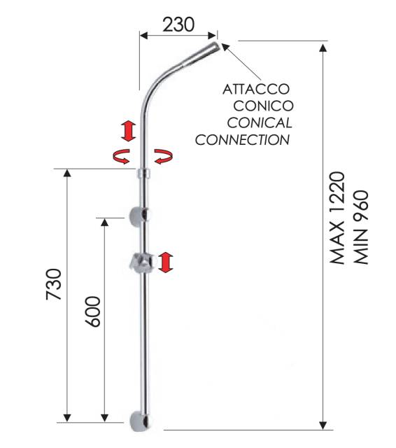 Душевая стойка с двумя держателями лейки Remer 318C