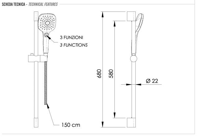 Душевая стойка с ручным душем и шлангом Remer 315L318CP