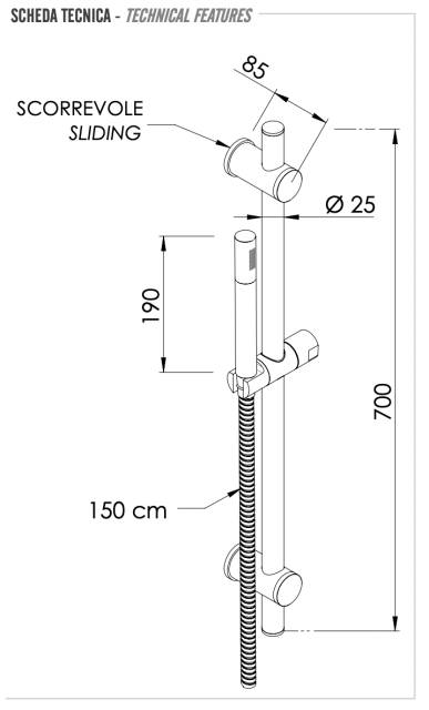 Душевая стойка с ручным душем и шлангом Remer 317G317MM