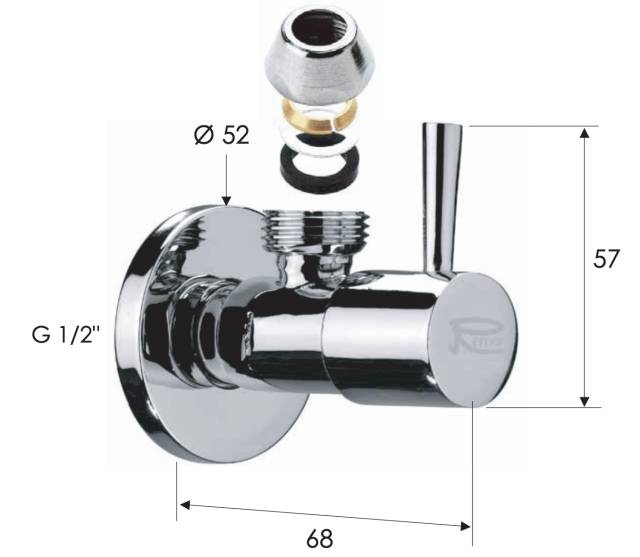 Запорный вентиль 1/2*10 Remer 128L1210