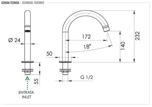 Излив в борт ванны Remer 67N