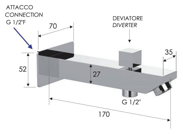 Излив настенный 18 см с дивертером Remer 91QD