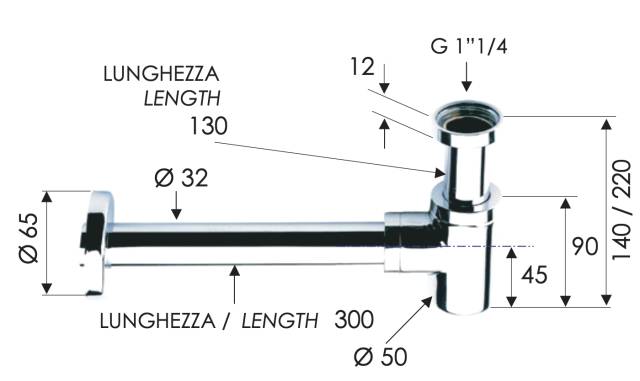 Сифон 1”1/4 Remer 958BBG, золото брашированное
