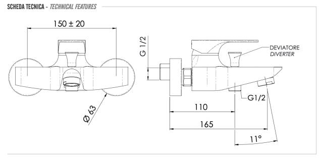 Смеситель для ванны Remer Class Line L05