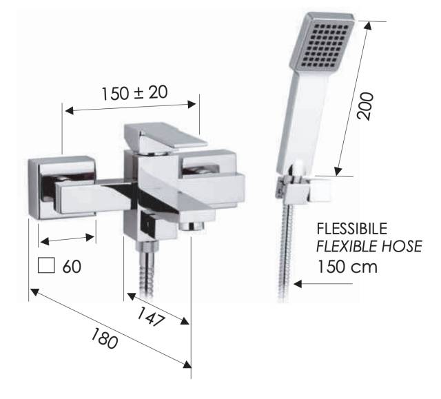 Смеситель для ванны Remer Qubika Q02