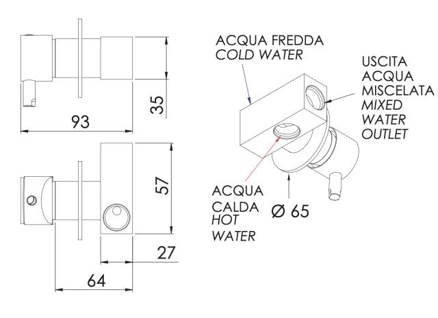 Смеситель для гигиенического душа Remer Minimal N63NO, черный матовый