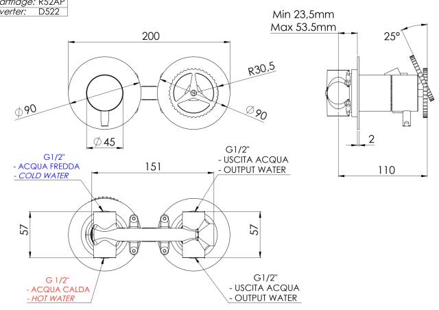 Смеситель для душа Remer Chrono CH92ZPCFP, черный брашированный хром