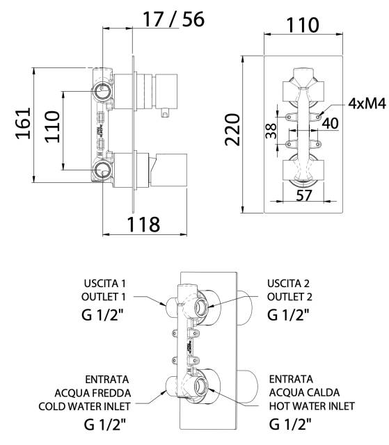 Смеситель для душа Remer Edge EG592CFP, черный брашированный хром