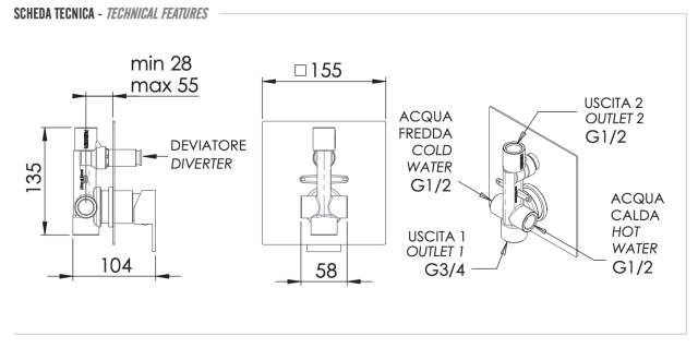 Смеситель для душа Remer Q-Design QD09