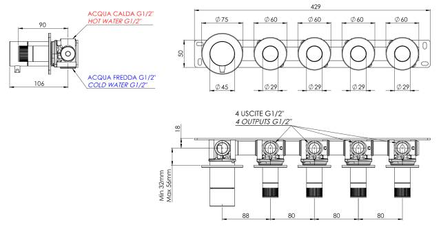 Смеситель для душа Remer X Style N98D4PBG, золото брашированное