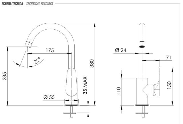 Смеситель для кухни Remer Class Line L72