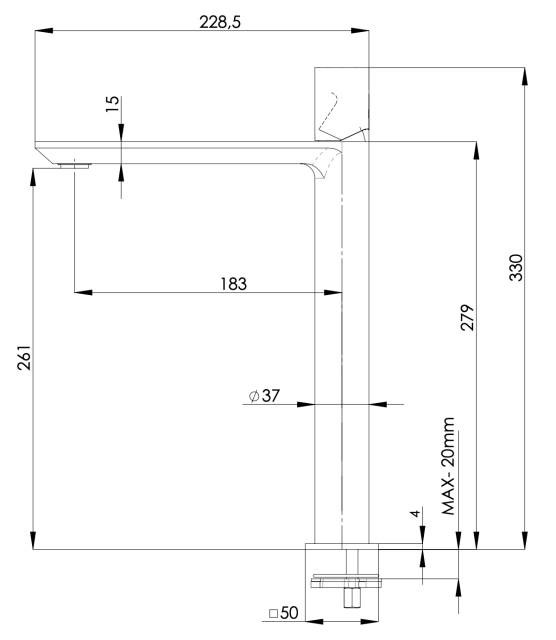 Смеситель для раковины Remer Edge EG512LXLBG, золото брашированное