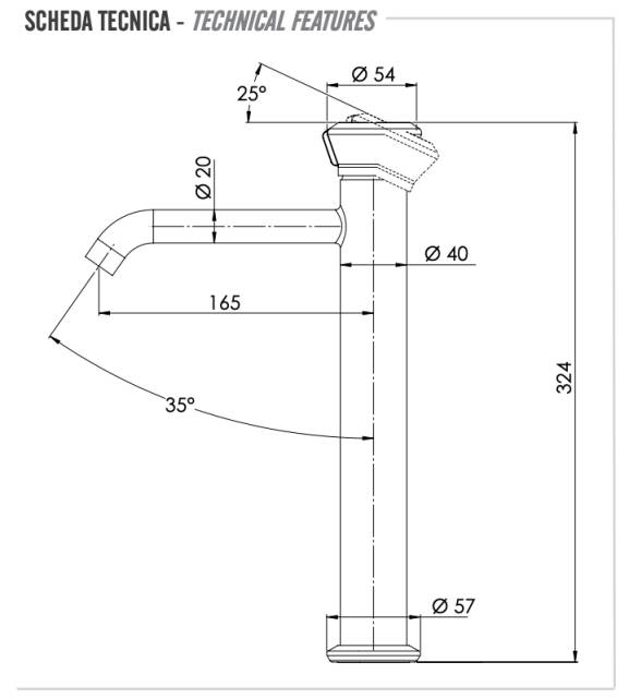 Смеситель для раковины Remer Element ET11LXLBG, золото брашированное