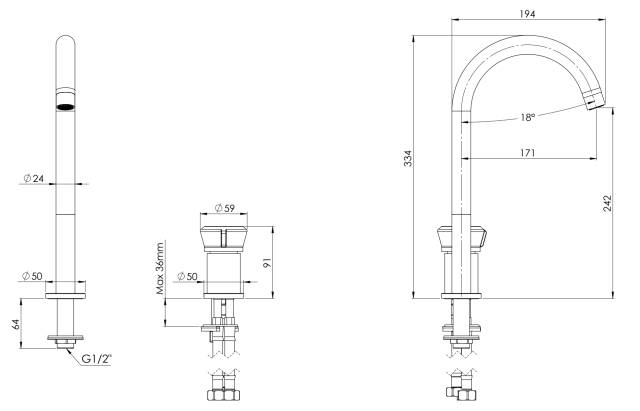 Смеситель для раковины Remer Element ET57L