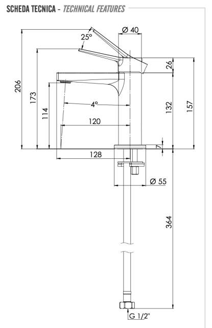 Смеситель для раковины Remer Slash SL12BO, белый матовый