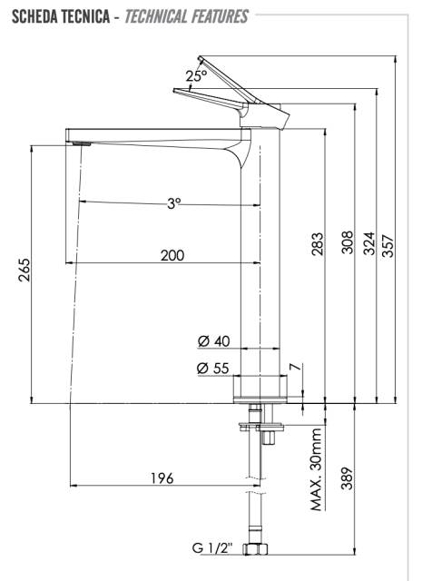 Смеситель для раковины Remer Slash SL11L