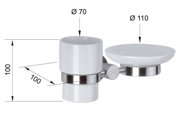 Стакан с мыльницей Remer Minimal INOX Mi17INOXCR, нержавеющая сталь
