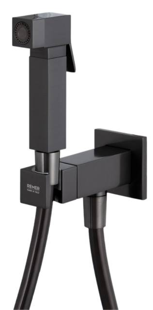 Гигиенический душ со смесителем Remer Absolute Q64CFP, чёрный брашированный хром