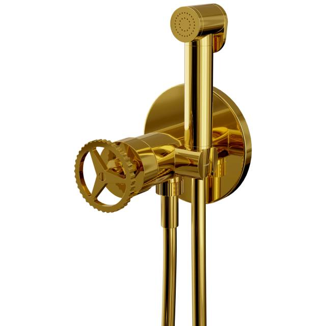 Гигиенический душ со смесителем Remer Chrono CH65WDO, золото глянцевое