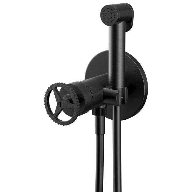 Гигиенический душ со смесителем Remer Chrono CH65WCFP, черный брашированный хром