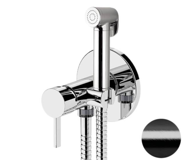 Гигиенический душ со смесителем Remer Metrica MC65WCFP, черный брашированный хром