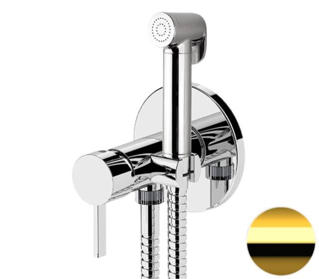 Гигиенический душ со смесителем Remer Metrica MC65WDO, золото глянцевое