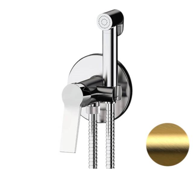 Гигиенический душ со смесителем Remer Slash SL65WBG, золото брашированное