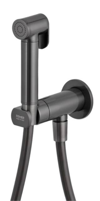 Гигиенический душ со смесителем Remer X Style N64WCFP, чёрный брашированный хром