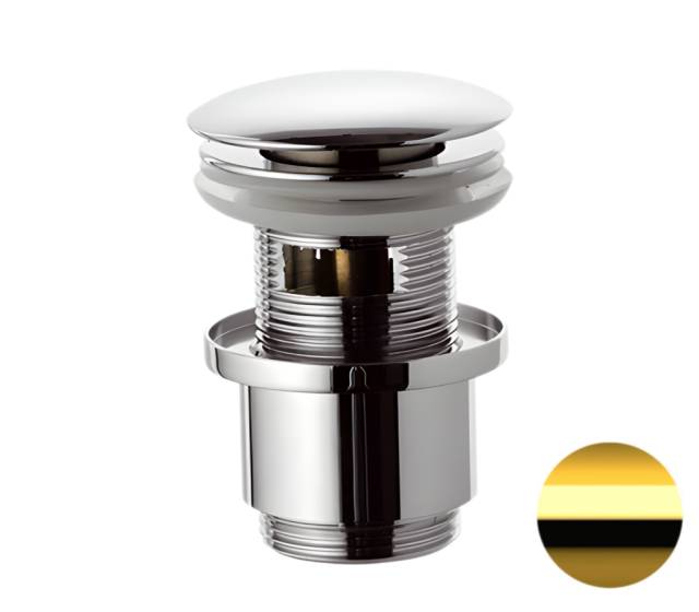 Донный клапан с переливом 1”1/4 Remer 905CC2114DO, золото глянцевое