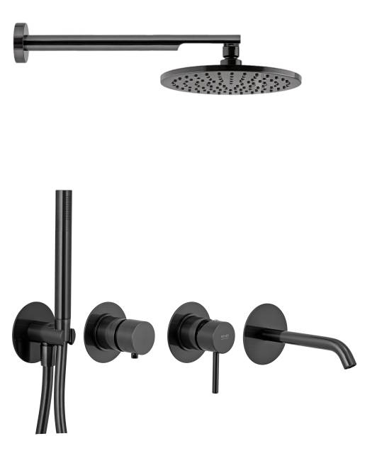 Душевая система Remer X Style X96D3SETCFP, черный брашированный хром