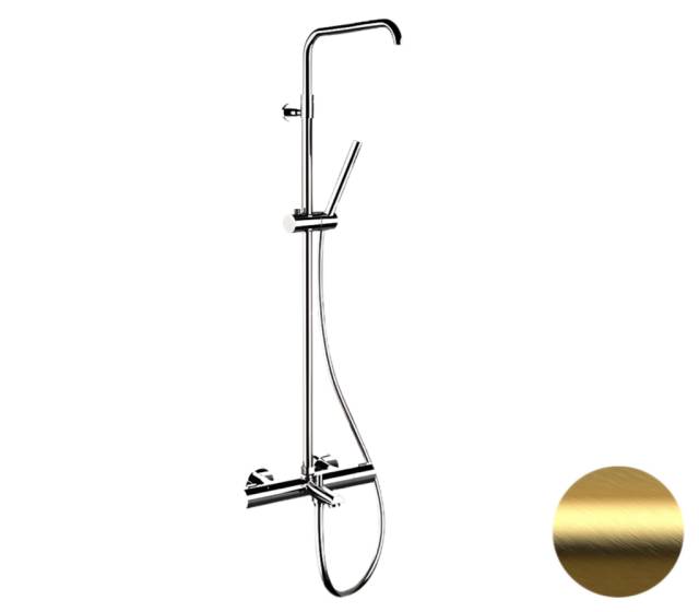 Душевая система термостатическая с изливом Remer Elegance EQ34A7MMSSOFBG, золото брашированное