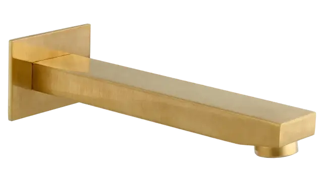 Излив настенный 18 см Remer Qubika 91QBG, золото брашированное