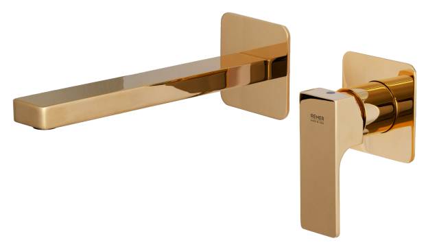 Смеситель для раковины Remer Absolute AU15PLDO, золото глянцевое