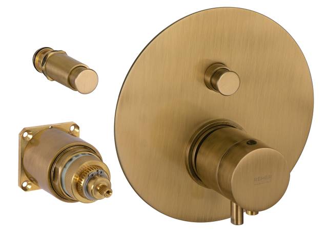 Смеситель термостатический для душа Remer Elegance NT09KBVO, состаренная латунь
