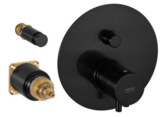Смеситель термостатический для душа Remer Elegance NT09KBCFP, черный брашированный хром