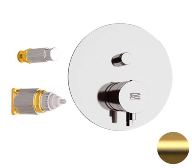 Смеситель термостатический для душа Remer Elegance NT09KBBG, золото брашированное