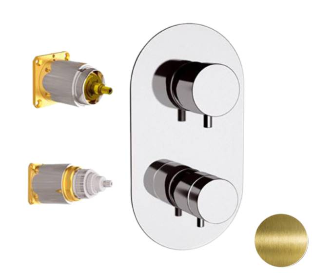 Смеситель термостатический для душа Remer Elegance NT92KBVO, состаренная латунь