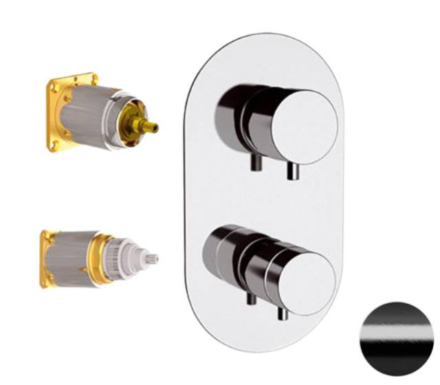 Смеситель термостатический для душа Remer Elegance NT93KBCFP, черный брашированный хром