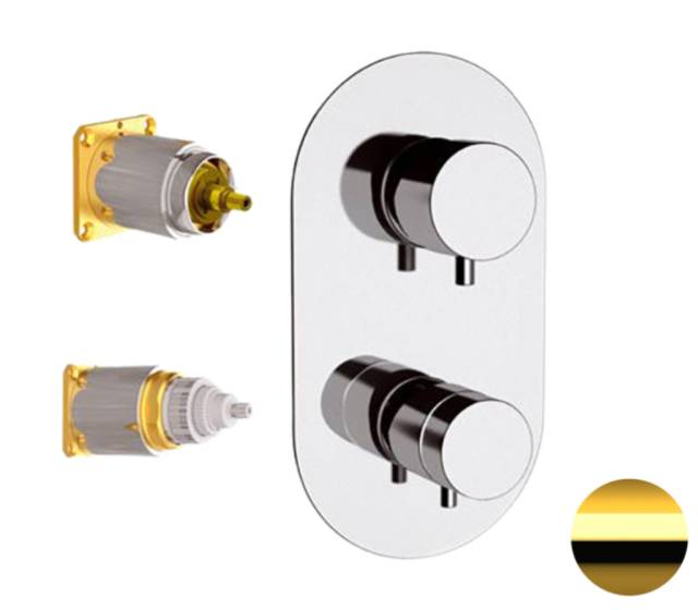 Смеситель термостатический для душа Remer Elegance NT93KBDO, золото глянцевое