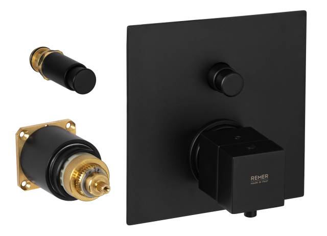 Смеситель термостатический для душа Remer Q-Elegance QT09KBNO, черный матовый