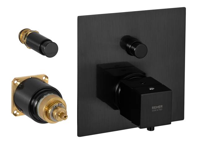 Смеситель термостатический для душа Remer Q-Elegance QT09KBCFP, черный брашированный хром