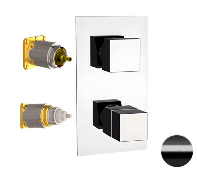 Смеситель термостатический для душа Remer Q-Elegance QT92KBCFP, черный брашированный хром