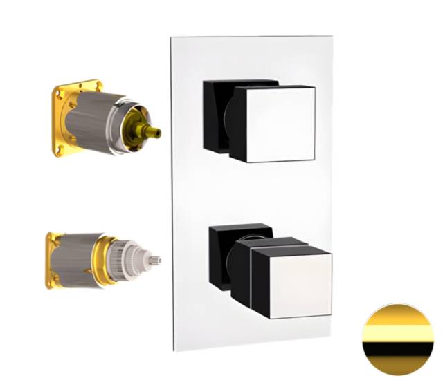 Смеситель термостатический для душа Remer Q-Elegance QT92KBDO, золото глянцевое