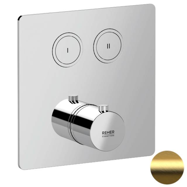 Смеситель термостатический для душа Remer X Style X99QD2KBBG, золото брашированное