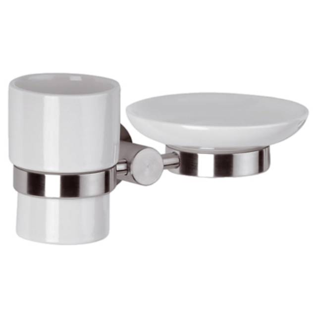 Стакан с мыльницей Remer Minimal INOX Mi17INOXCR, нержавеющая сталь