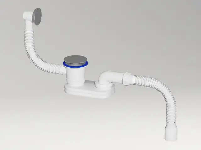 Сифон для ванны с переливом (хром)