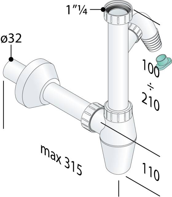 Cифон с подключением шланга 1