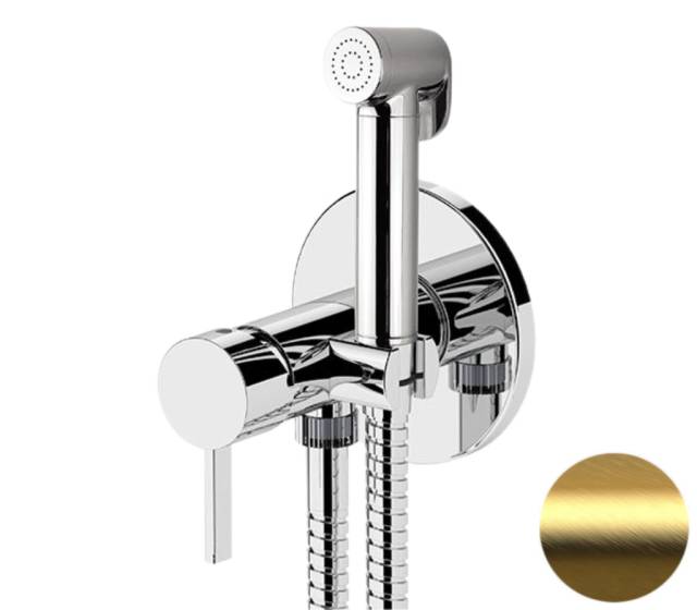 Гигиенический душ со смесителем Remer Metrica MC65WBG, золото брашированное