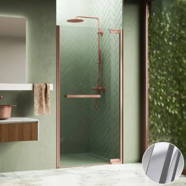 Дверь в нишу распашная 90 см (88,5-90x200) Novellini N180 N1801B90-1B, профиль Silver, стекло прозрачное CrystalClear