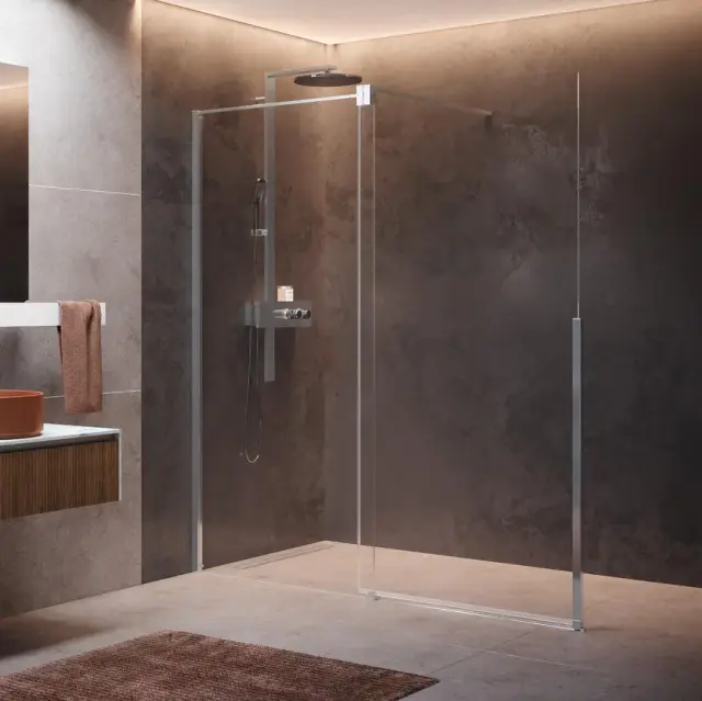 Дверь в нишу сдвижная 140 см (137-139x200) Novellini H Style HSTYLE140S-1B, левая, профиль Silver, стекло прозрачное CrystalClear